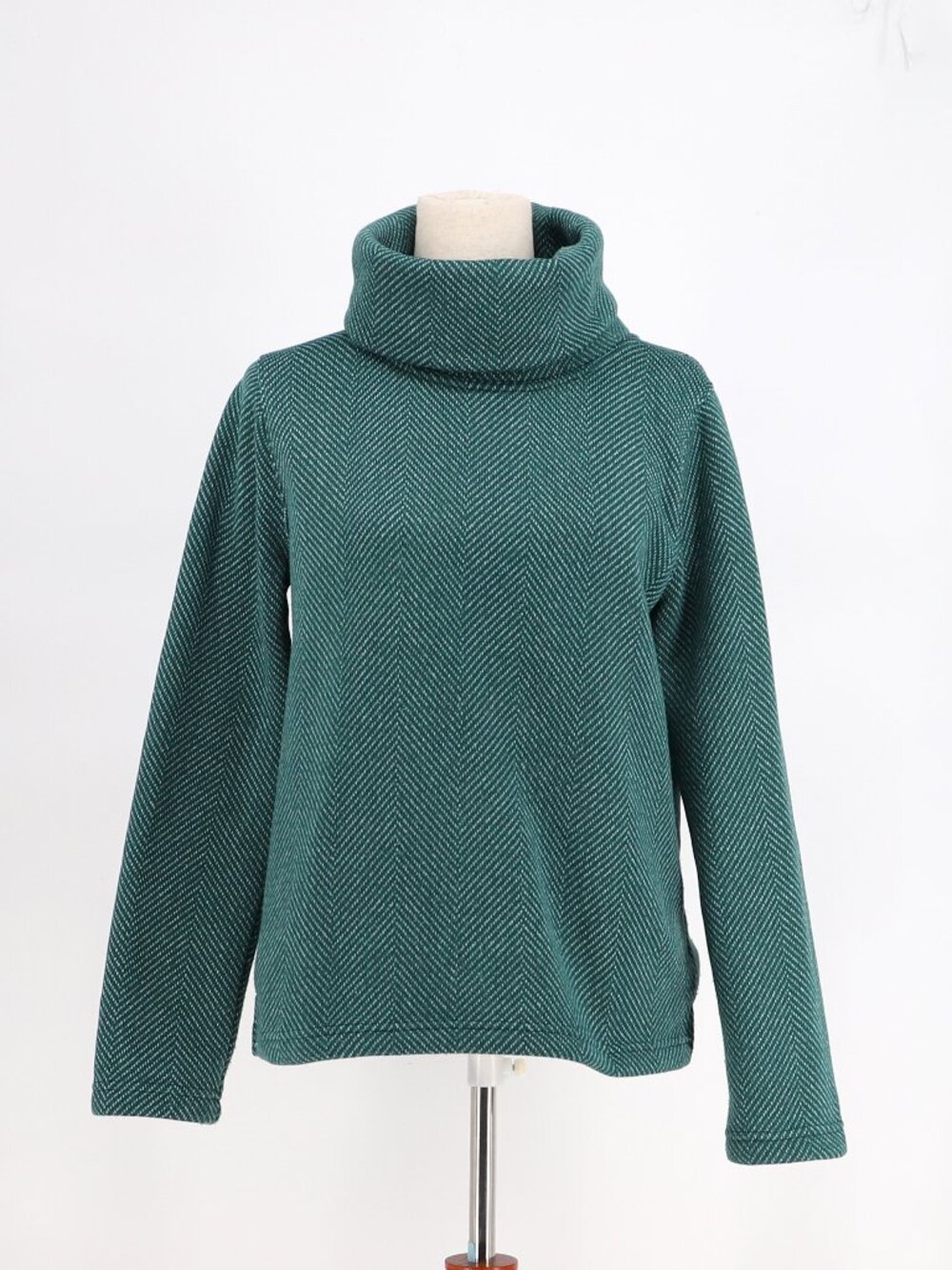 J. CREW Long-sleeve Funnelneck Pullover in Academic Green Ivory Size M